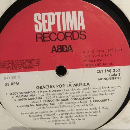 L.P. - ABBA - Gracias Por La Musica