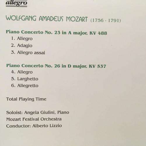 CD - W.A.Mozart - Concertos for Piano and Orchestra No 23, No 26