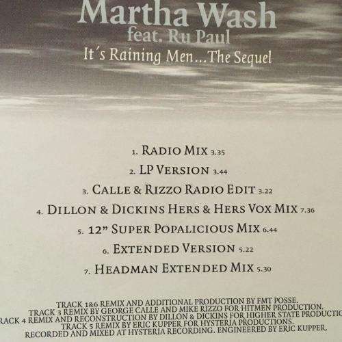 CD - Martha Wash feat Ru Paul - It`s Raining Men...The Sequel (Single)