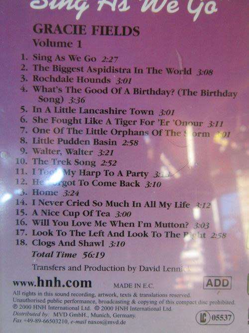 CD - Gracie Fields `Sing as we go` vol.1
