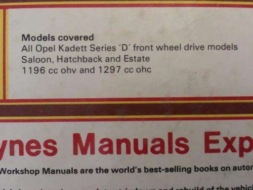 Haynes - Opel Kadet fwd Owners Workshop Manual