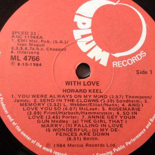LP - Howard Keel - With Love - 20 Great Songs