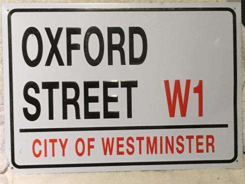 Oxford Street W1 City Of Westminister Tin Sign - 410mm x 290mm