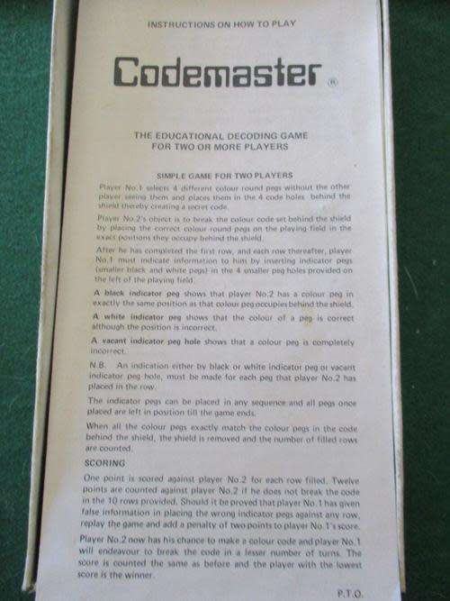 Vintage Codemaster - Gamma Games - (same as Mastermind)