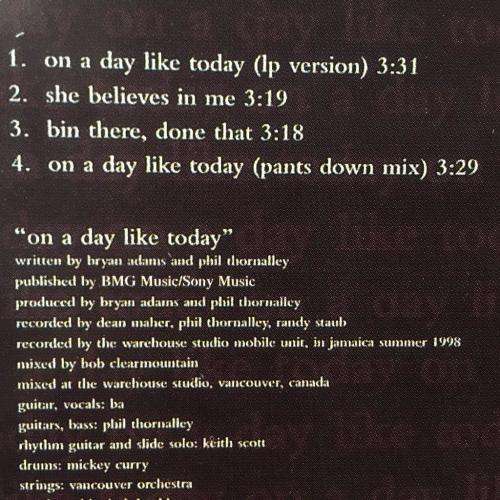 CD - Bryan Adams - On A Day Like Today (single)