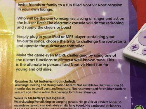 Noot Vir Noot - The Interactive Electronic Game / Interaktiewe Tuismusiekspeletjie (As New)
