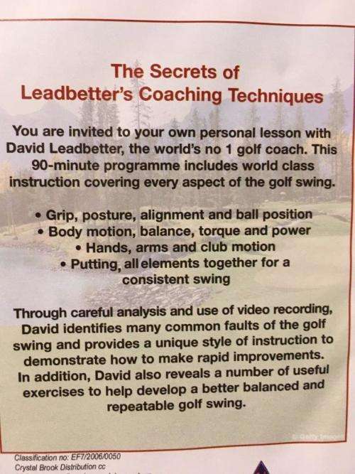 DVD - David Leadbetter - The Swing Golf Instruction