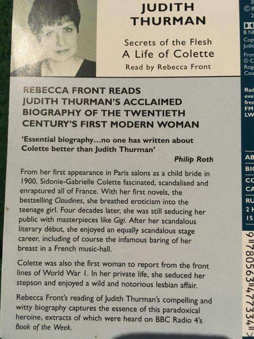 Cassette - Judith Thurman - Secrets of The Flesh A Life Of Colette - Read By Rebecca  (2 cassettes)