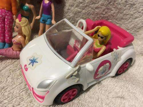 Job Lot of 7 Polly Pocket Dolls + Car - Mattel