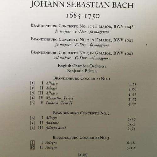 CD - Bach - Brandenburg Concertos 1-3