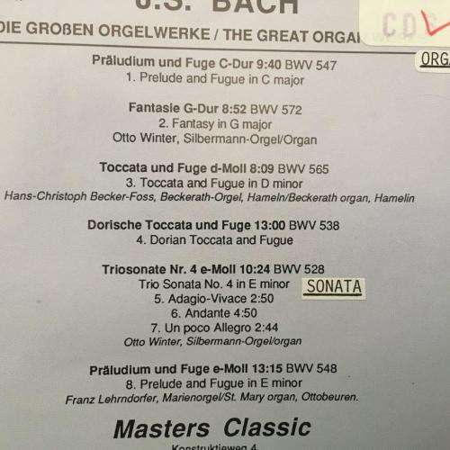 CD - J.S. Bach - Die Groben Orgel Werke