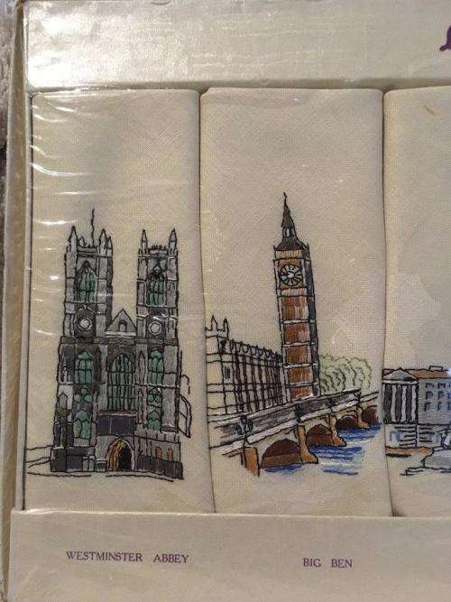 6 x Vintage Sundew Linen London Scenes Napkins Made In Ireland (Still Sealed)