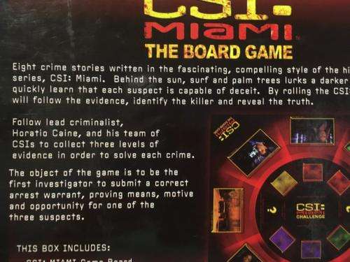 CSI: Miami Crime Scene Investigation - The Board Game - Speciality Board Games
