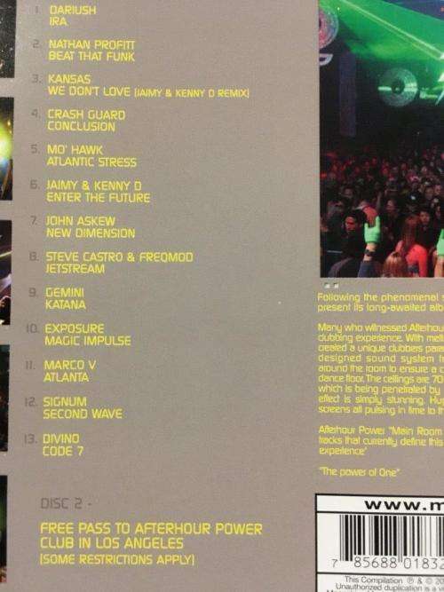CD - Main Room Anthems - Afterhour Power