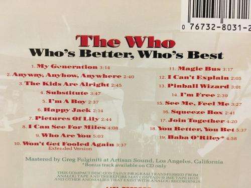 CD - The Who - Who`s Better, Who`s Best - This is The Very Best of The Who