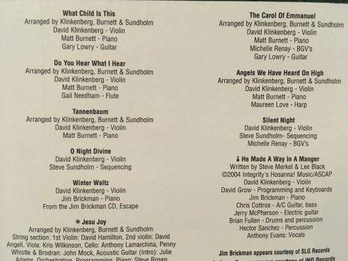 CD - David Klinkenberg - The Carol Of Emmanuel