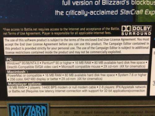 PC - Starcraft + Broodwar Expansion Set