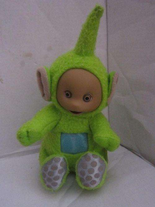 Green Teletubbie +-16cm has bean bag filling