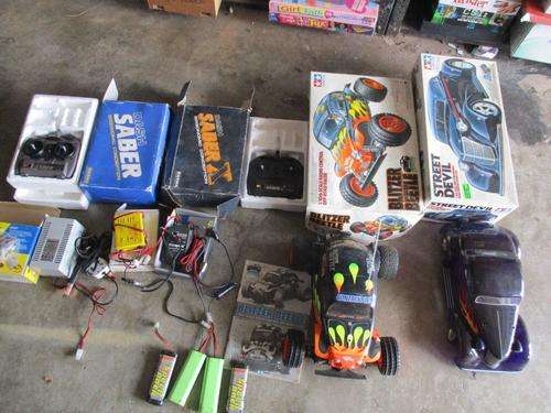 Tamiya x 2 Radio control cars controllers chargers etc 10th scale - See Descrition