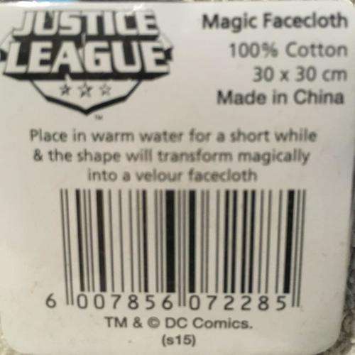 Magic Facecloth - Justice League (New Sealed)