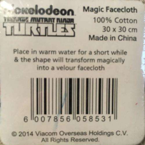 Magic Facecloth - Teenage Mutant Ninja Turtles - RAPH (New Sealed)