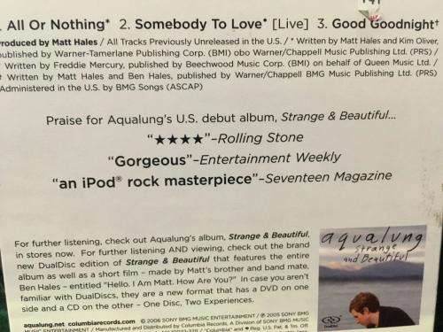CD - Aqualung - the all or nothing ep (Card Cover)