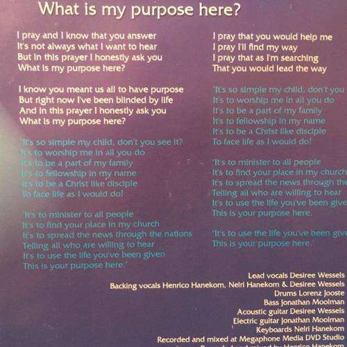 CD - Desiree Wessels - What is My purpose here? (Single Cover)
