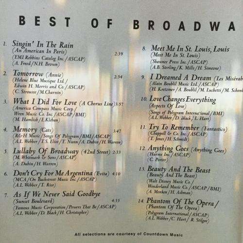 CD - Escapes Stage And Screen - Best Of Broadway