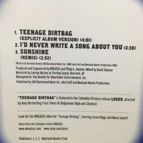 CD - Wheatus - Teenage Dirt Bag (Single)