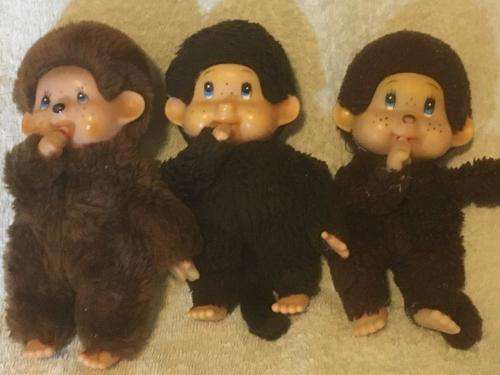 3 x Sekiguchi Monchhichi Bebichhichi - +-19cm (labels cut)
