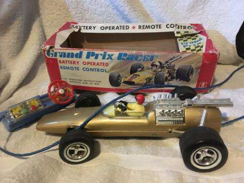 Vintage Bandai Tinplate Remote Control Grand Prix Racer. ( BOXED )