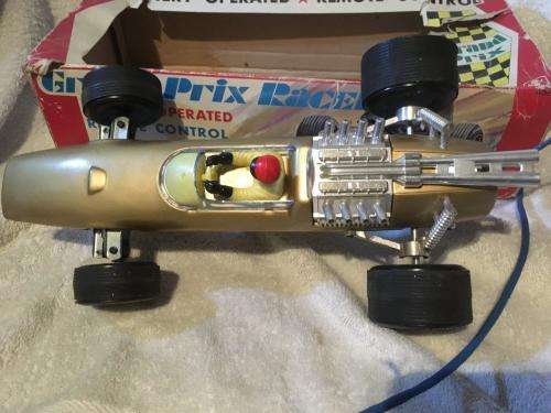 Vintage Bandai Tinplate Remote Control Grand Prix Racer. ( BOXED )