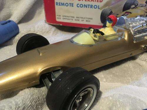 Vintage Bandai Tinplate Remote Control Grand Prix Racer. ( BOXED )