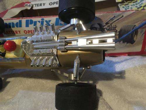 Vintage Bandai Tinplate Remote Control Grand Prix Racer. ( BOXED )
