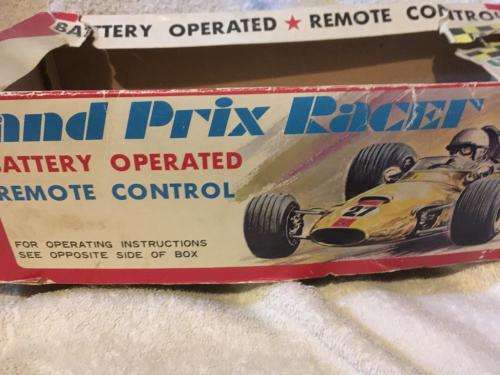 Vintage Bandai Tinplate Remote Control Grand Prix Racer. ( BOXED )