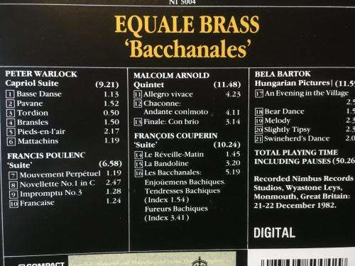 CD - Bacchanales - Equale Brass