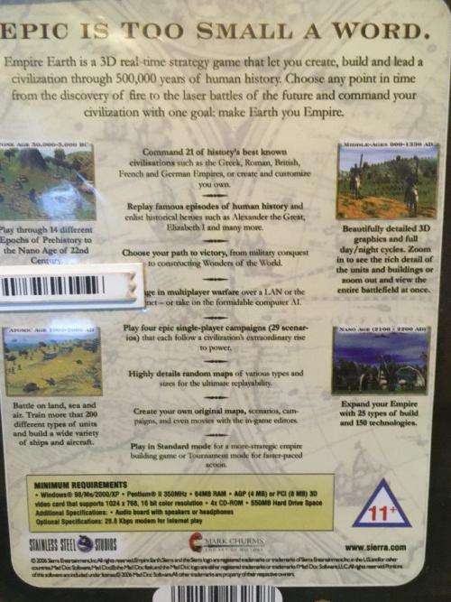 PC - Empire Earth - Gold Label (New Sealed)