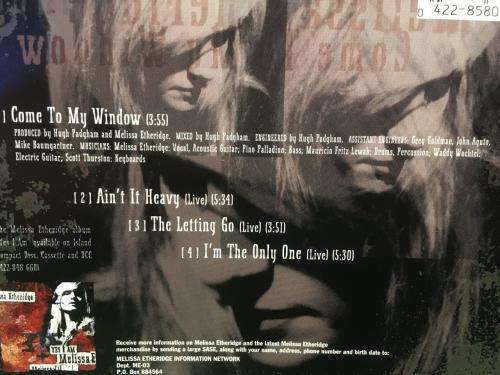 CD - Melissa Etheridge - Come To My Window