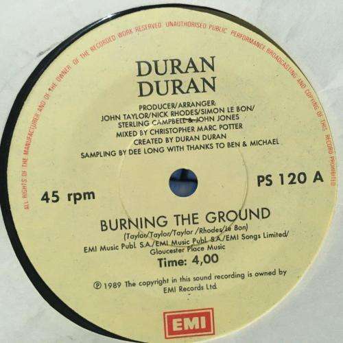 Seven Single - Duran Duran - Burning The Ground / Decadance (Extended Mix) (SA Pressing)