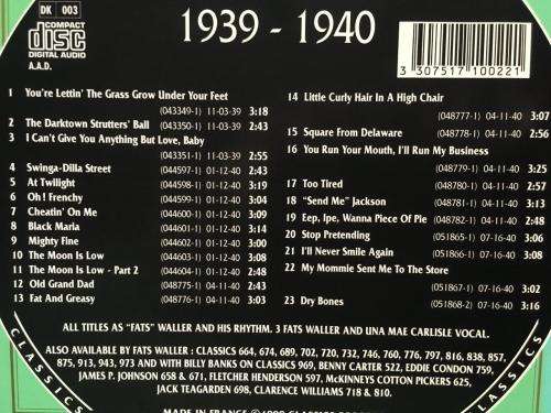 CD - Fats Waller 1939 -1940