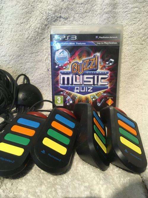 PS3 - Official Sony Buzz Wired Controllers + The Ultimate Music Quiz