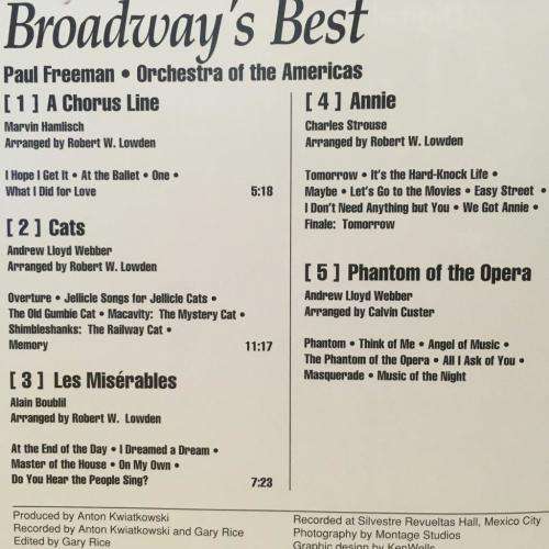 CD - Broadway`s Best - A Chorus Line Cast Les Miserables Annie Phantom of thr Opera
