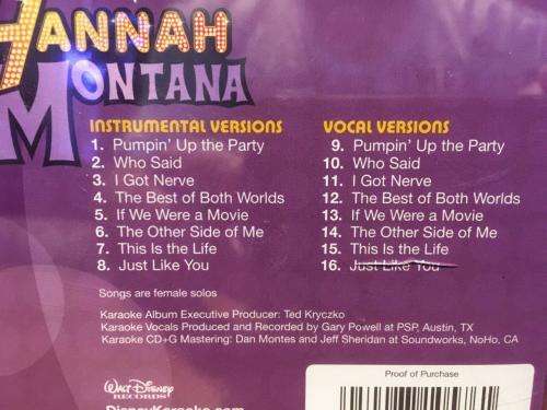 CD - Hannah Montana - Karaoke Series (New Sealed)