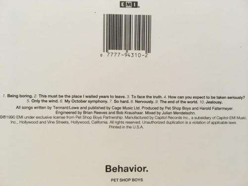 CD - Pet Shop Boys - Behavior