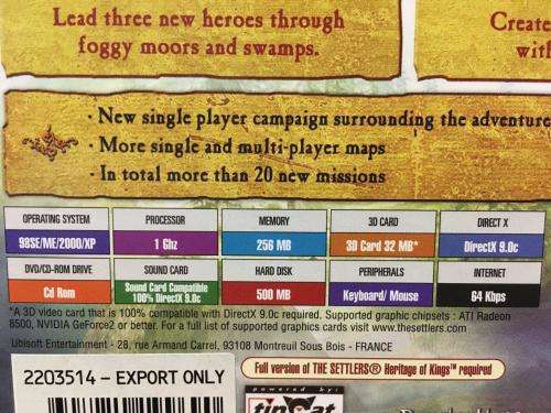 PC - The Settlers Heritage of Kings Expansion Disc
