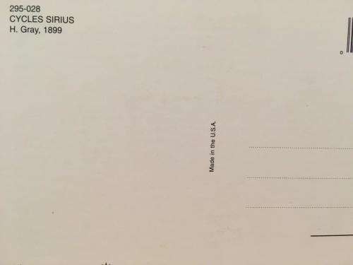 Post Card - Cycles Sirus Levallois Perret - Made In U.S.A. (N.O.S)