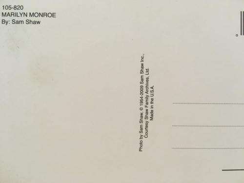 Post Card - Marilyn Monroe by Sam Shaw - Made In U.S.A. (N.O.S)