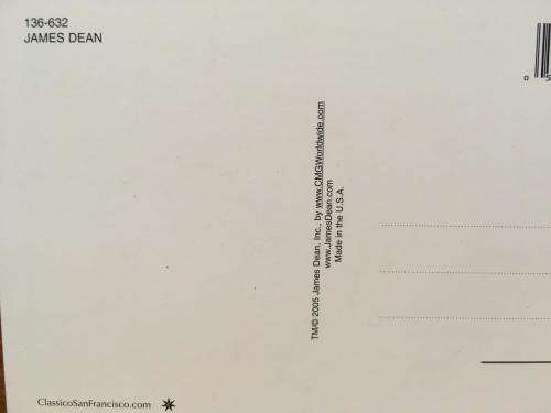 Post Card - James Dean  - Made In U.S.A. (N.O.S)