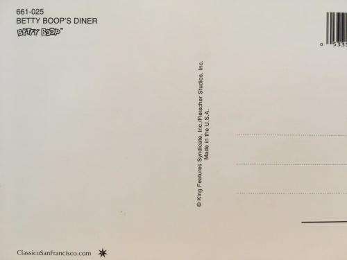 Post Card - Betty Boop Betty Boop`s Diner - Made In U.S.A. (N.O.S)
