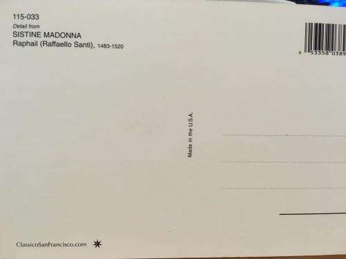 Post Card - Sistine Madonna - Made In U.S.A. (N.O.S)